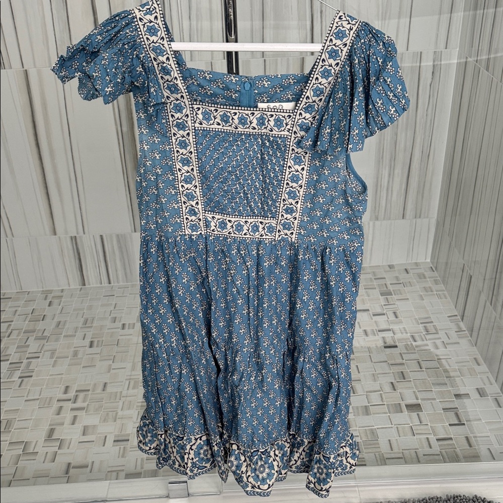Sea New York Blue Floral Dress With Flutter Sleeves